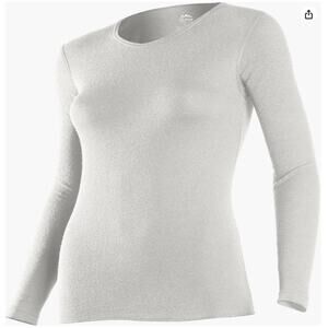 Women's Authentic Dual Layer Long Sleeve Crew Neck Base Layer Top-Small / White